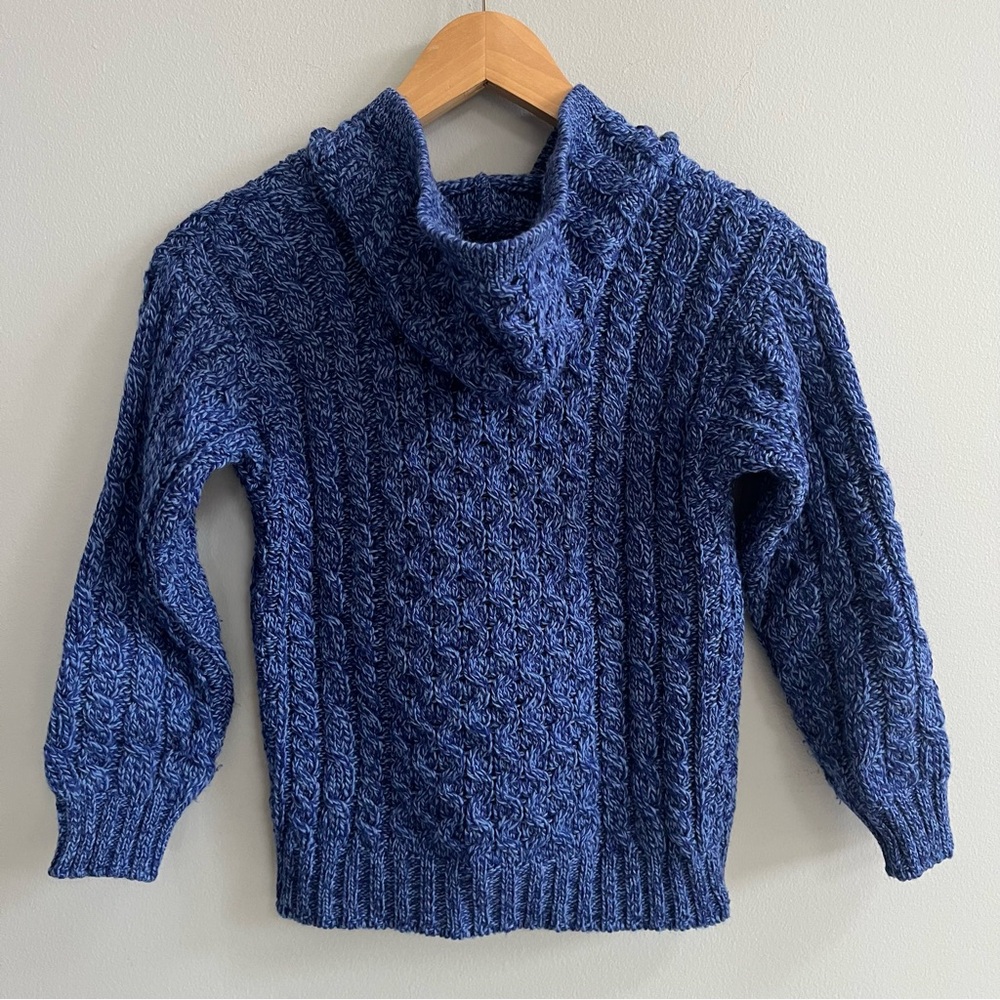 Aran Crafts Ireland Merino Wool Full Zip Sweater Jacket Size 6-7 Unisex Hooded - Picture 6 of 9